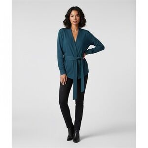 The North Face Monterey Blue Terry Wrap Tie Cardigan Sweater size large